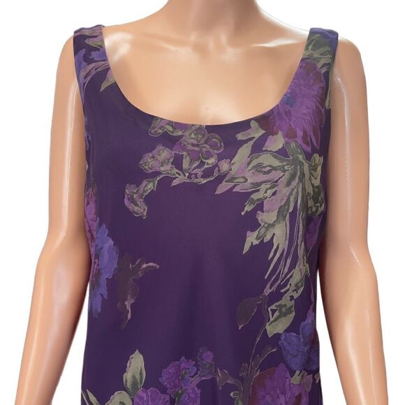 MSK Style 17101 Purple Floral Layered Dress Size 12 - Picture 3 of 14